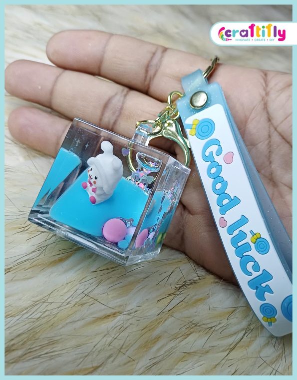 3D Cute Water Floating Keychain in a Kitty Doll Shape