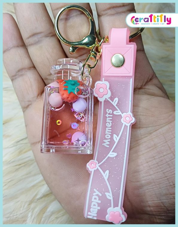 3D Cute Water Floating Keychain in a Bottle Shape