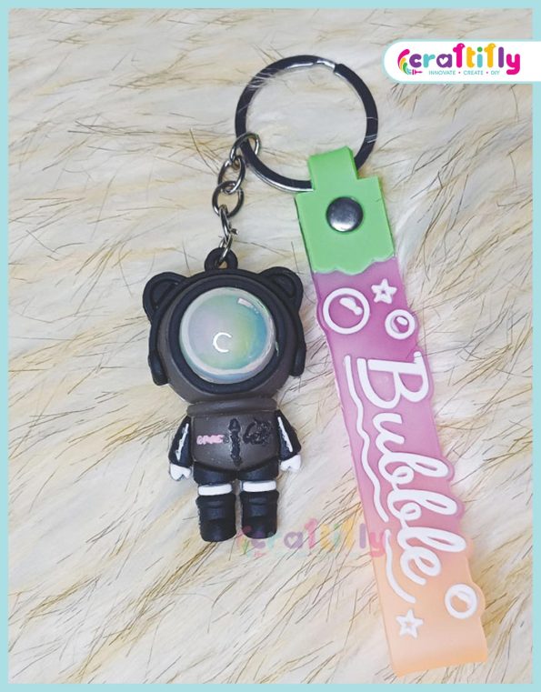 Funny LED Light 3D Cartoon Keychain Keyring black