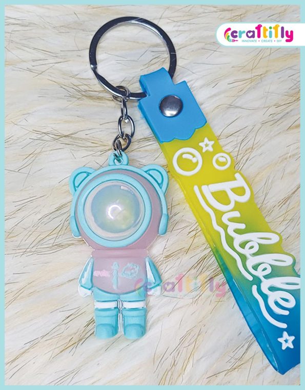 Funny LED Light 3D Cartoon Keychain Keyring - blue