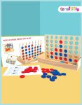 Four in a Row Wooden Board Game