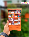 Miniature Wooden Bookshelf with Books - Model 2- (More than 40 Books)