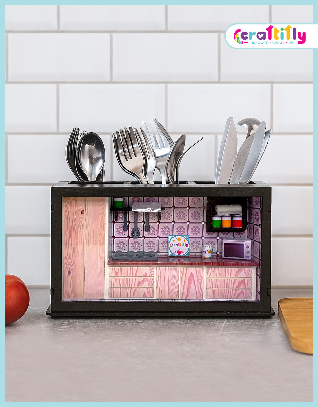 3D shadow box cum cutlery stand