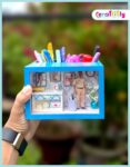 3D Shadow Box Pen Stand Blue Color