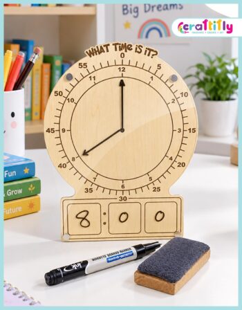 Montessori-inspired wooden learning clock